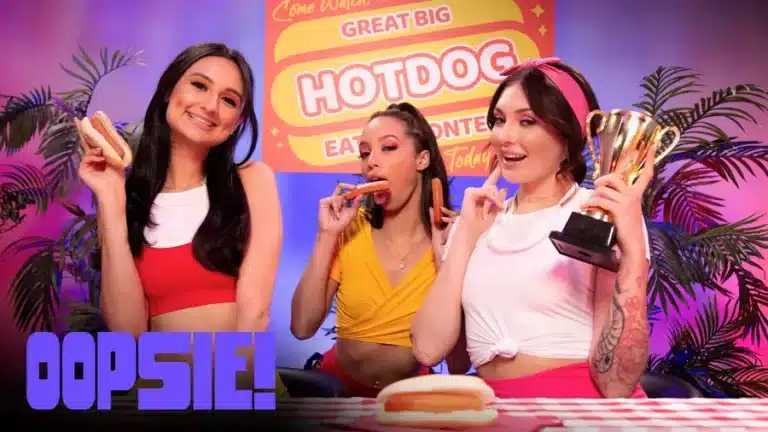 Concurso de comer cachorro-quente – Eliza Ibarra, Alexis Tae, Charlotte Sins
